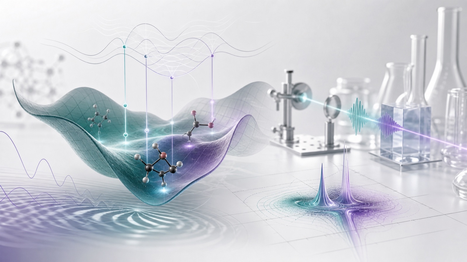Abstract molecular vibration and spectroscopy illustration